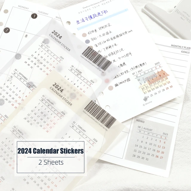  TEHAUX 25 Sets Calendar Index Sticker 2023 Monthly