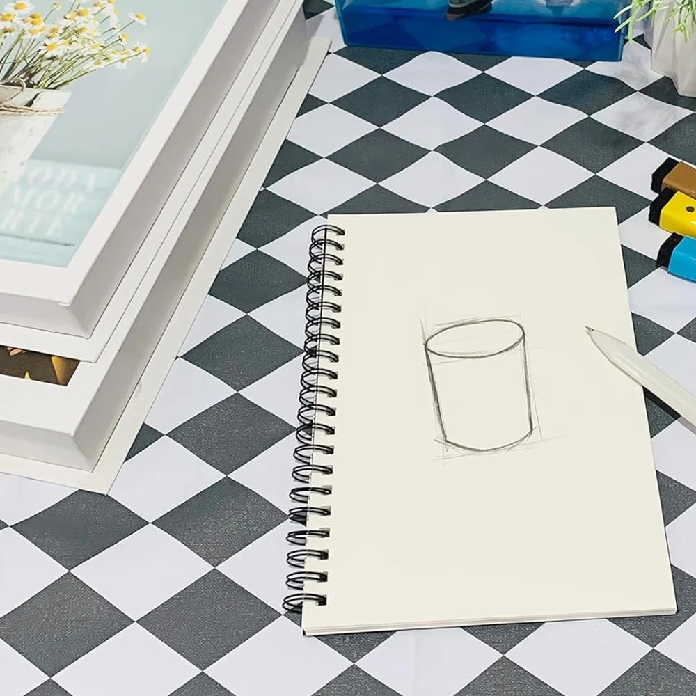 Blank Spiral Notebook, 1-Pack, Soft Cover, Sketch book, 100 Sheets, 8.26 inch x 5.7 inch (Black) 5