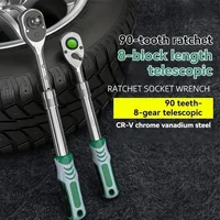 Clé à cliquet rapide à 90 dents, clé à cliquet à douille télescopique adaptée aux automobiles, vélos et autres outils d'entretien 2