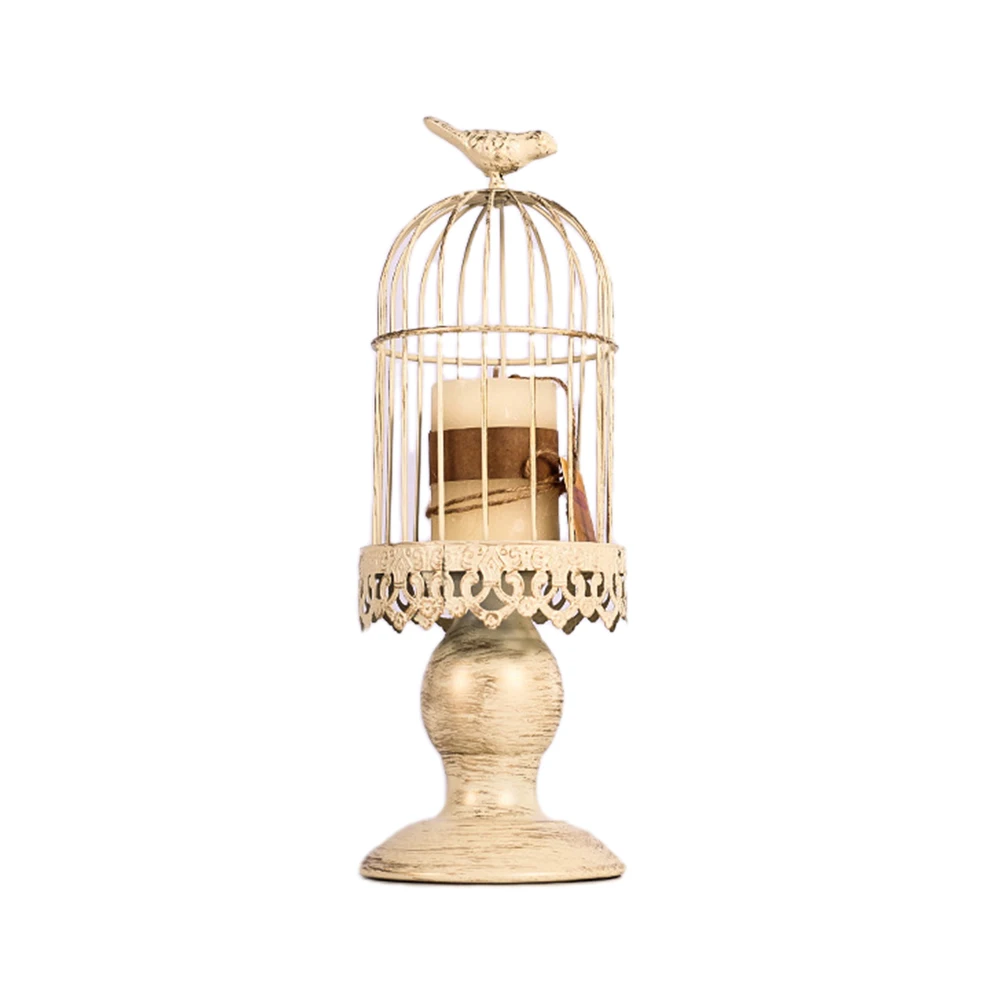 

Retro Bird Cage Candle Holder Metal Iron Art Candlestick Luxury Romantic Wedding Party Home Tables Centerpieces Decoration Craft