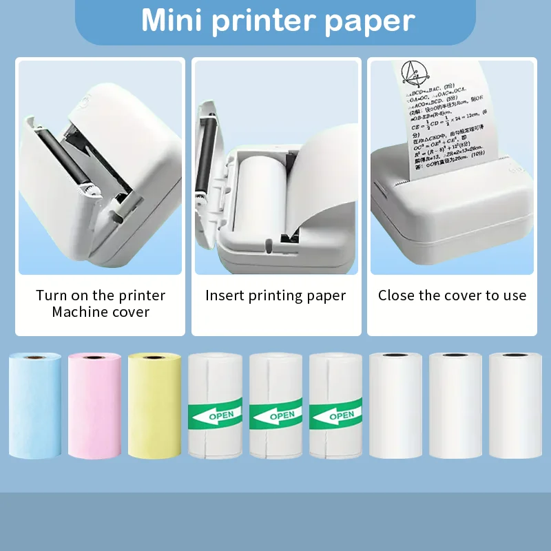 Mini Printer Thermal Paper Label Sticker Colorful Adhesive Self-adhesive Paper For Wireless Bluetooth Photo Inkless Printer 57mm