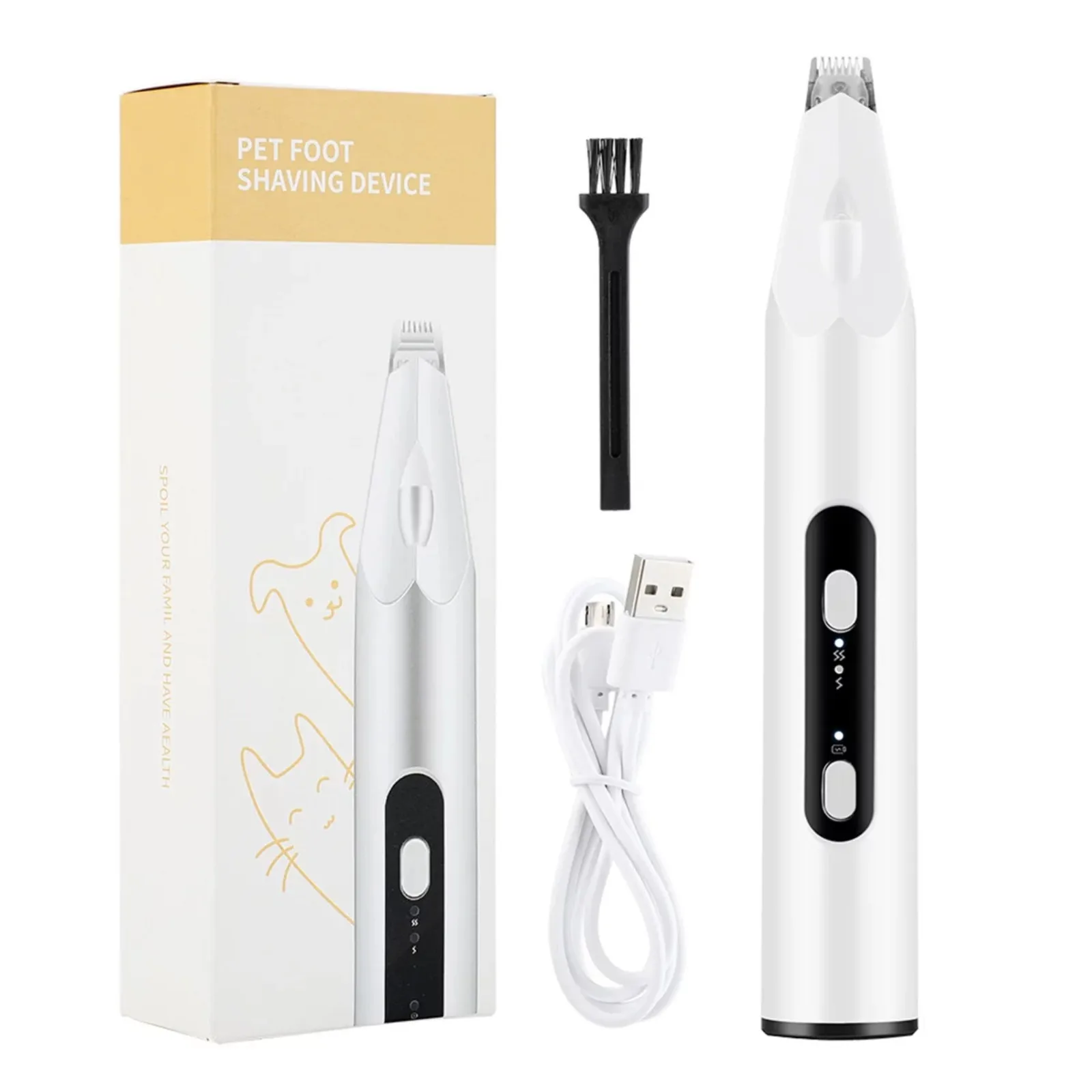 30ml Usb Rechargeable Shaver Cat Ringworm Light Led Light Three-In-One Pet Electric Shaver Partial Hair Shaving