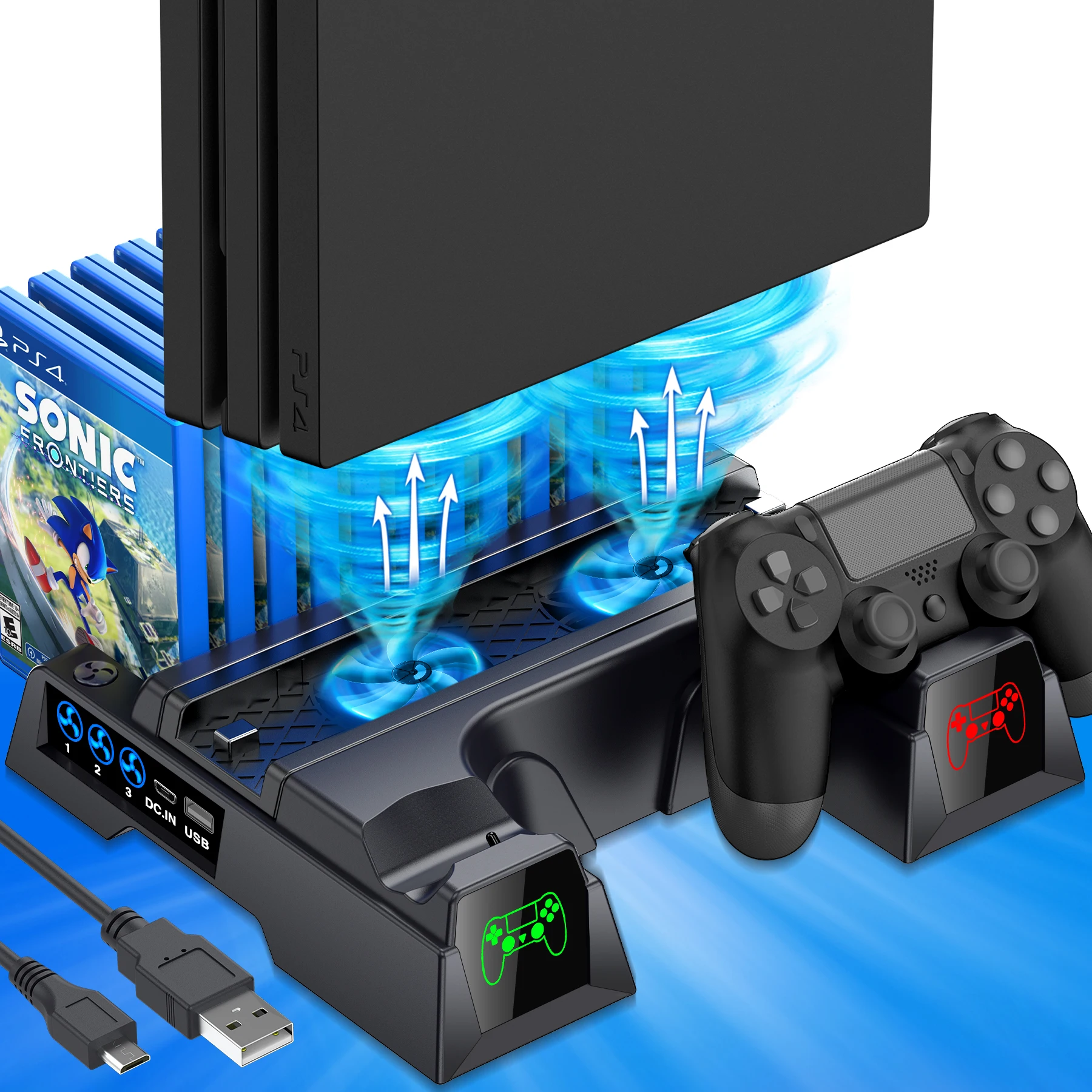 Jeux vidéo,PS4 Console mince support Vertical 2 contrôleur