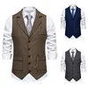 Men's Suit Vest Fashion Turn-Down Collar Pockets Suit Vests England Style Smart Casual Vintage Gentleman Leisure Party Waistcoat 1