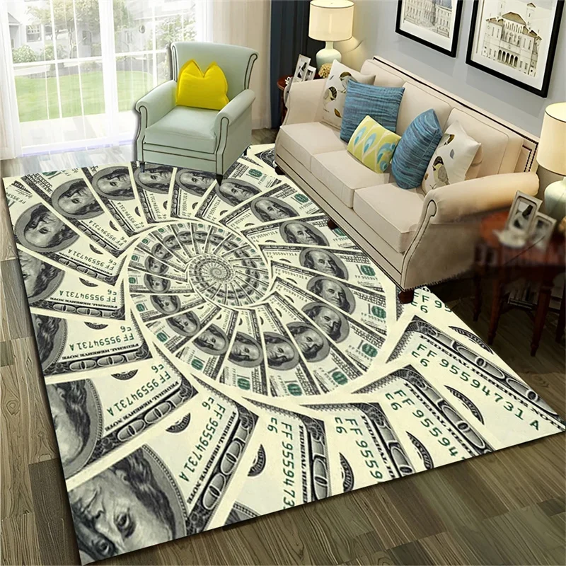 

Rich Euro Dollar Money Pattern Carpet Hallway Entrance Doormat Soft Area Rug for Home Living Room Sofa Decor,Non-slip Floor Mat