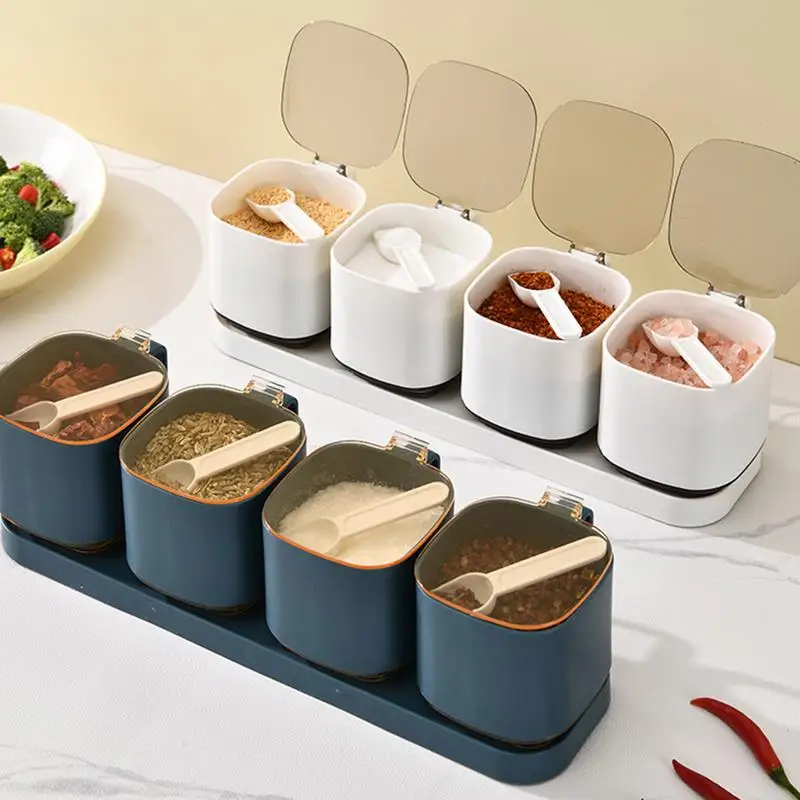 

Семейный пластиковый пищевой комбинированный набор, банка для приправ с ложкой, домашние аксессуары