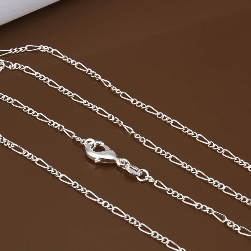 40cm-70cm 925 Sterling silver 2MM chain necklace 16-30inch Charm wedding for women Men jewelry fashion pendant necklace silver necklace silver necklace charms