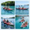 Inflatable 1/2-Person Fishing Kayak for Adults – Durable PVC Collapsible & Portable - with Padded Seats/Removable Fins/Hand Pump/Carry Bag & Repair Kit for Lake River Recreation Touring