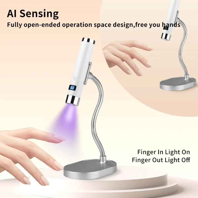 JFB 스마트 센싱 UV 핸드헬드 네일 램프-미니 휴대용 AI 네일 드라이어 스마트 센서 기술
