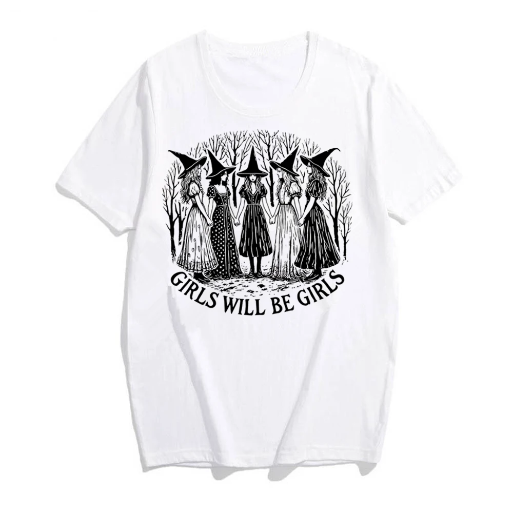 Girls Will Be Girls Witch Shirt Judith Beheading Holofernes Gothic Tee Unhinged Feminist Girl Power Halloween Women Witch Shirts 5