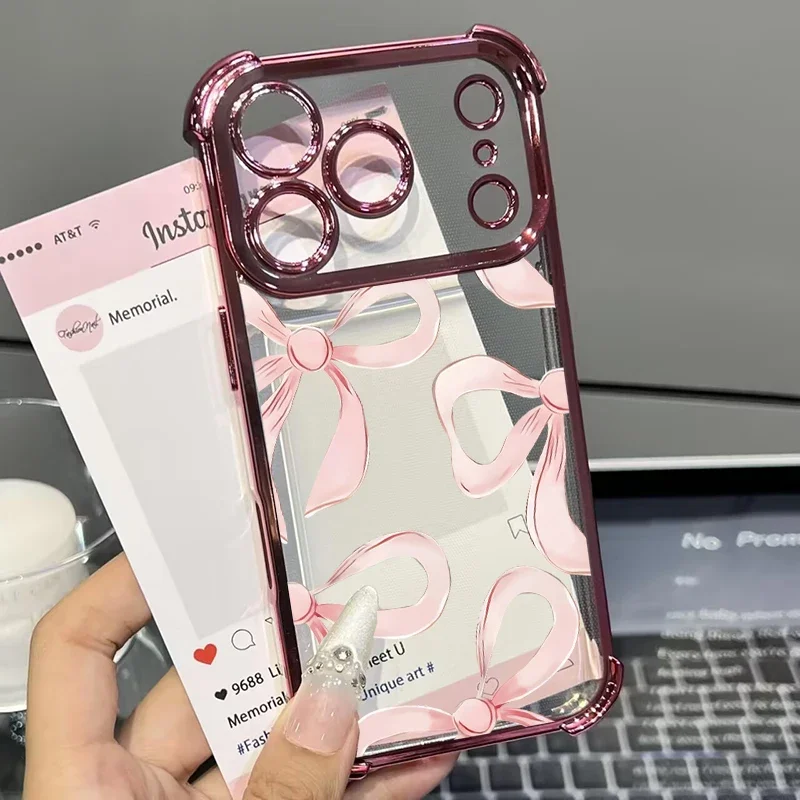 Elegant Romantic Bow Clear Shockproof Phone Case