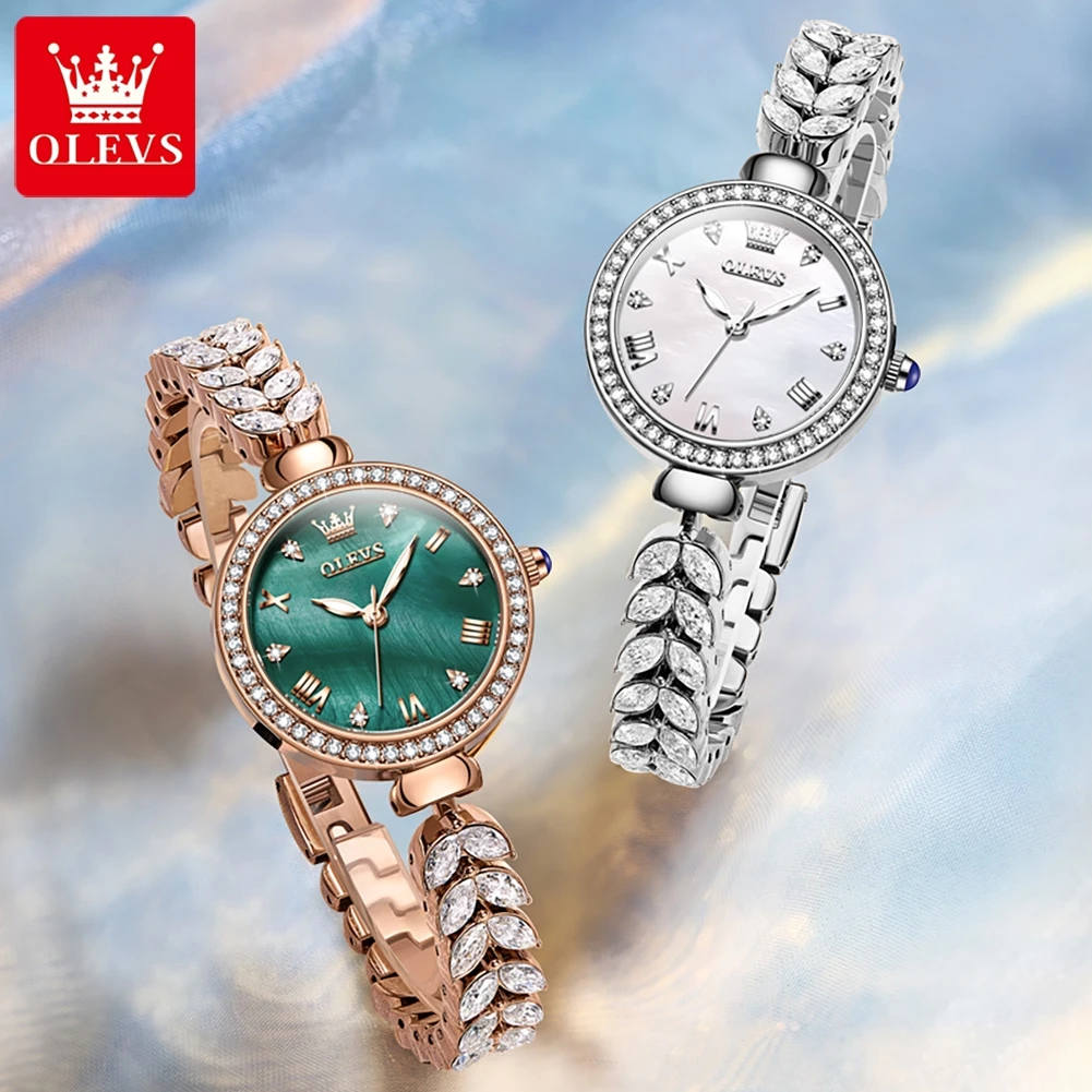 OLEVS Women's Watches Waterproof Luxury Inlaid Diamond Dial Elegant Ladies Wristwatch Quartz Watches for Women Reloj Mujer Clock
