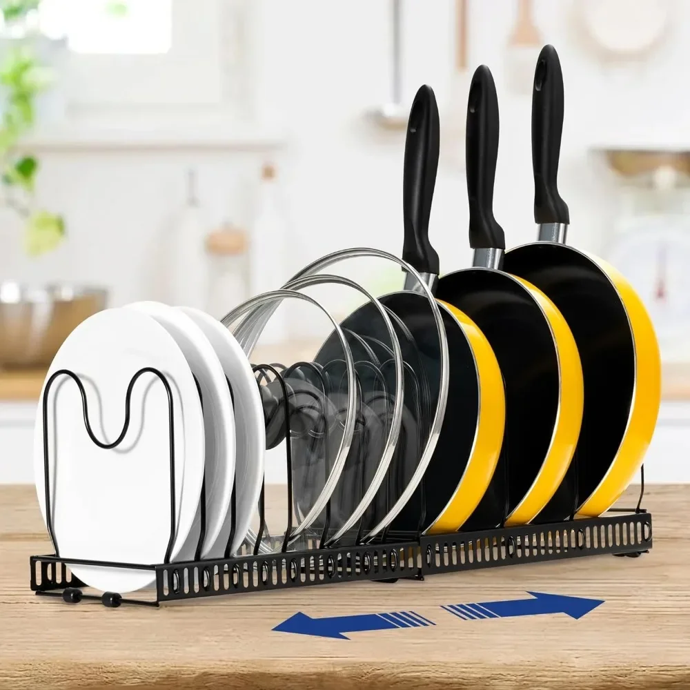 2 Pack Expandable Pot Lid Rack Organizer, Pans Organizer Rack, Pots and Pans Organizer Rack Cookware Set Organizer 4