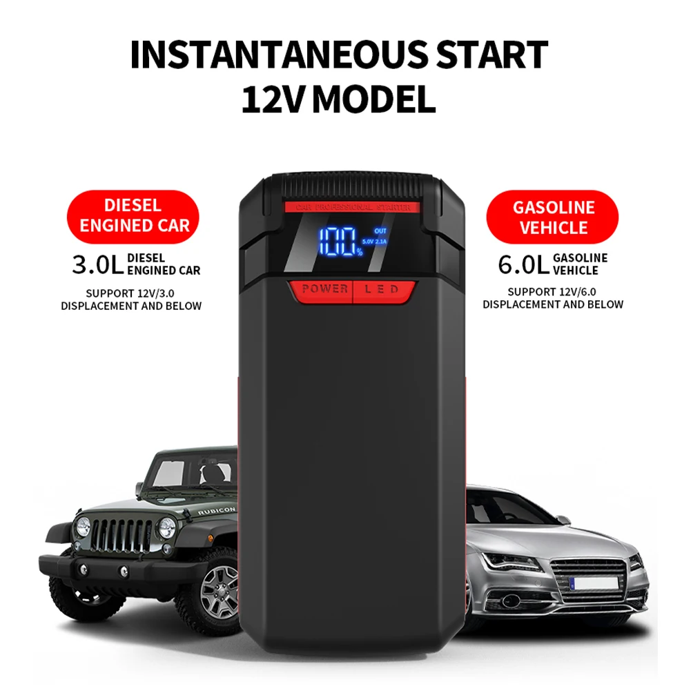 20000mAh Car Jump Starter Car Booster Portable Auto Booster Charger Emergency Power Bank Starting Device