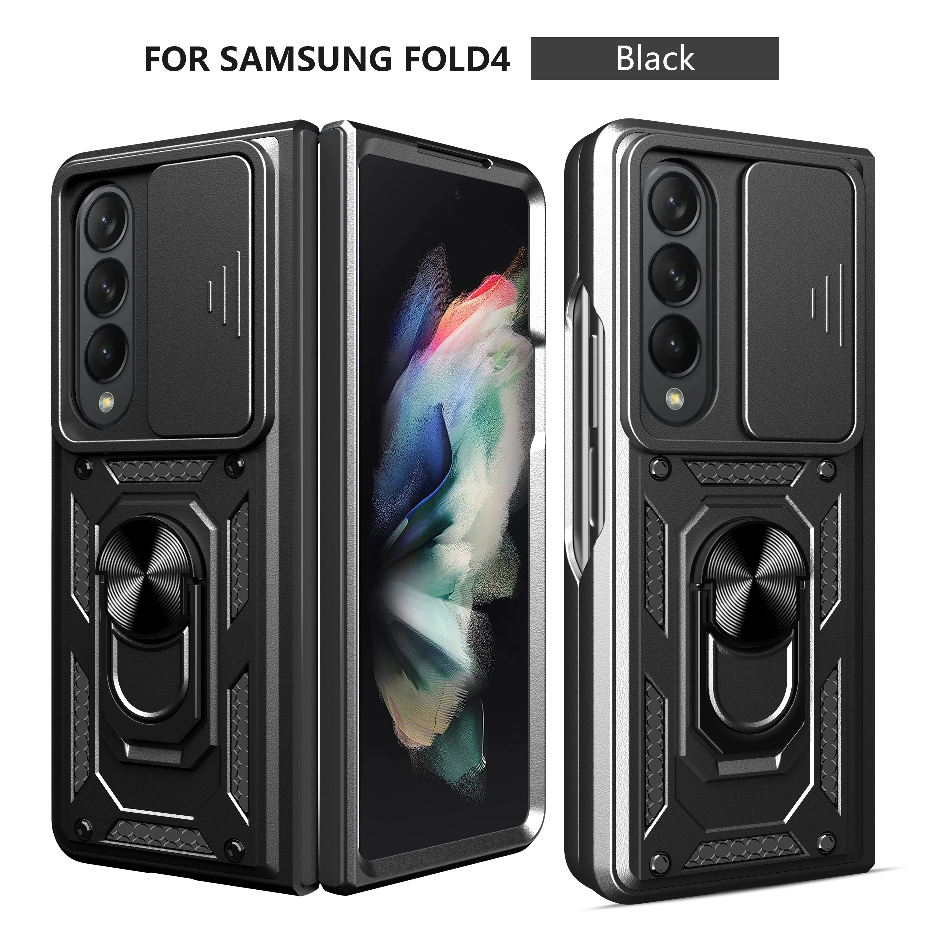 Per Samsung Galaxy Z Fold 4 Case Slide Lens Camera Capa Protettiva Per Samsung Galaxy Z Fold4 Magnetic Ring Holder Armor Cover