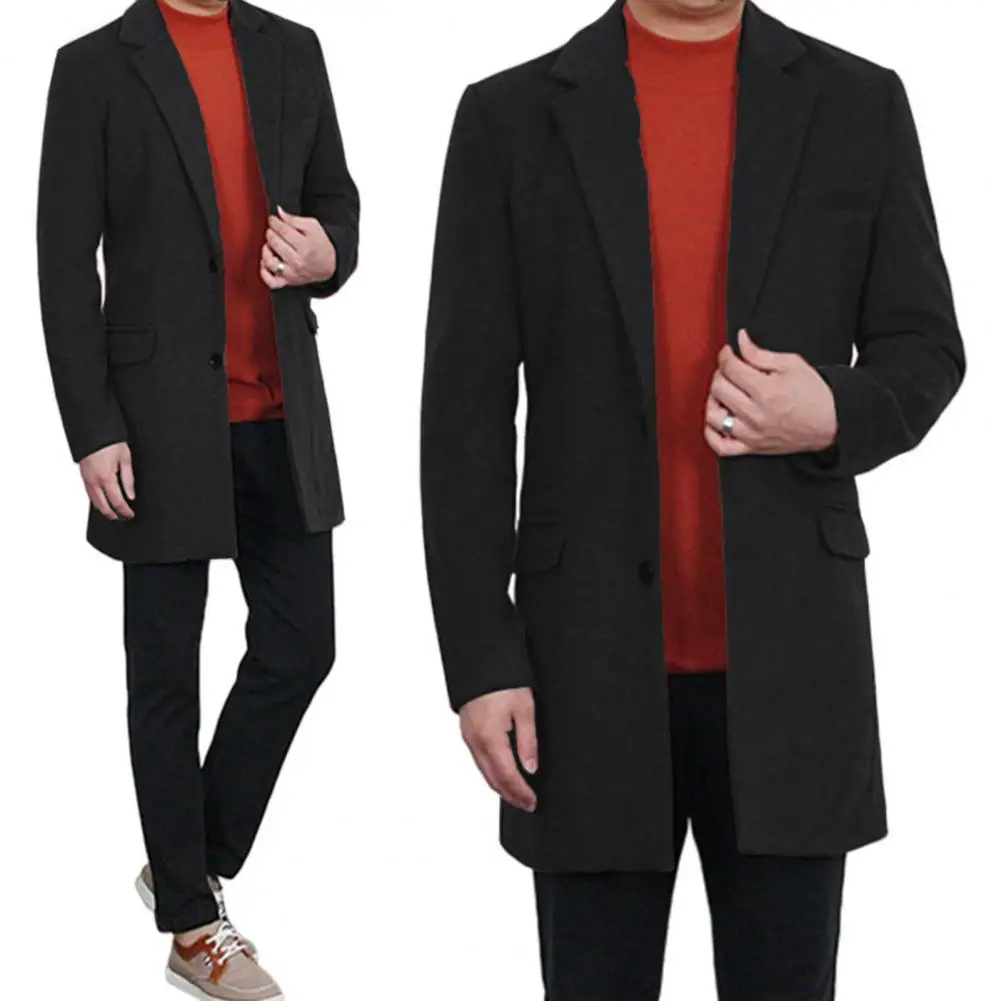 

Men's Thick Wool Blends Trench Long Casual Top Coats Fashion Warm Coat Lapel Collar Overcoat Plus Size 5XL Male Slim Windbreaker