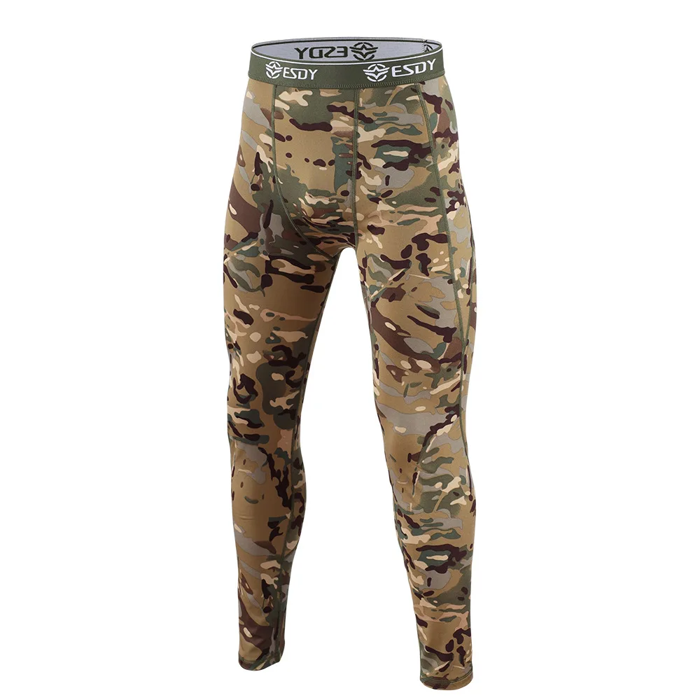 Set Tattico Militare da Uomo in Tessuto Mimetico, Maglia a Compressione a Maniche Lunghe e Pantaloni in Pile, Abbigliamento Termico per Ciclismo e Sport all'Aperto - immagine 6
