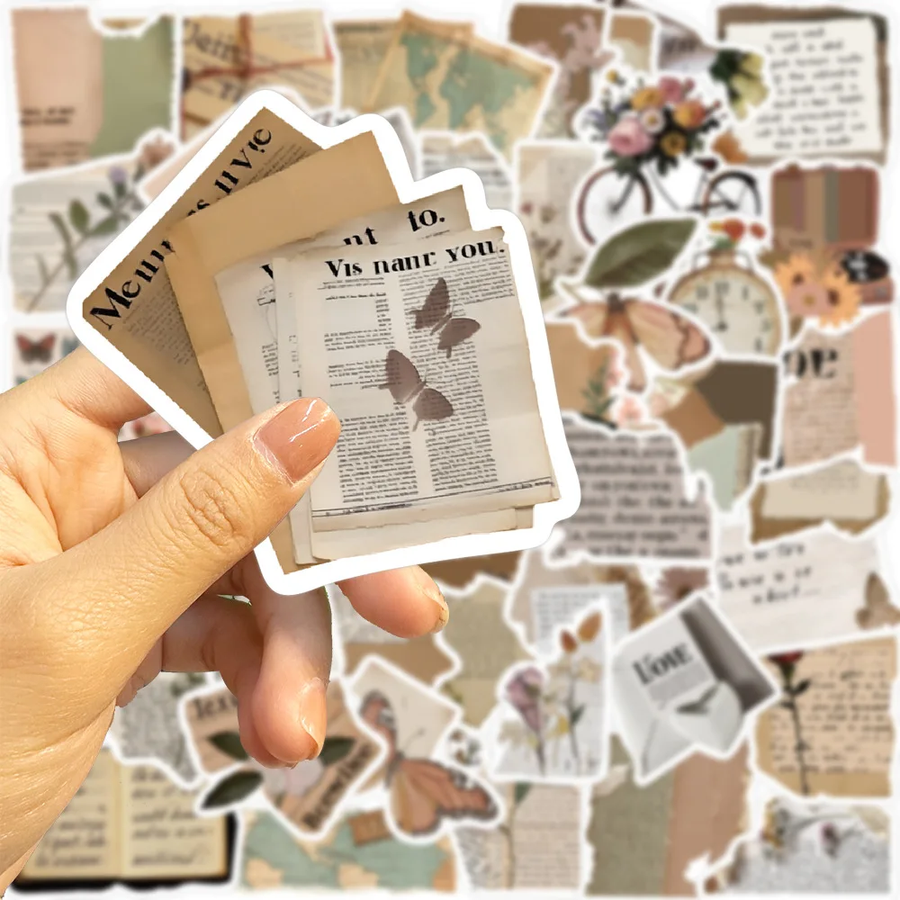 10/30/50Pcs Decorative Paper Stickers Retro Art Waterproof Graffiti for Luggage Laptop Phone Diary Planner Scrapbook
