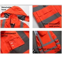 Veste de travail pour hommes, vêtements de construction, vêtements de travail en plein air, coupe-vent, bande réfléchissante imperméable 3