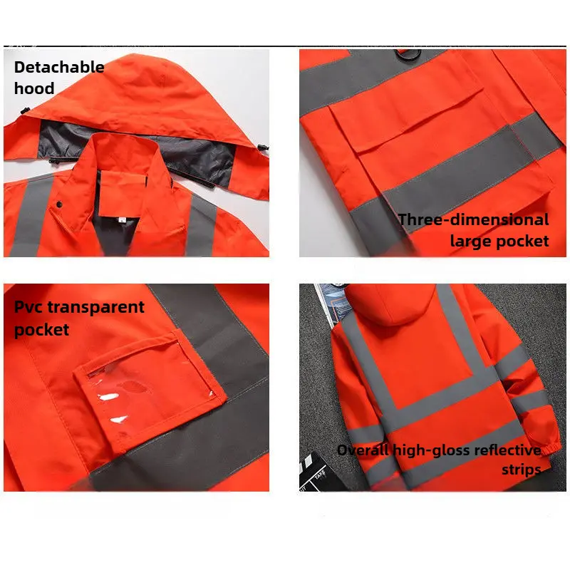Men's workwear jacket construction clothing building clothing outdoor work clothes windproof waterproof  reflective strip - Image 3