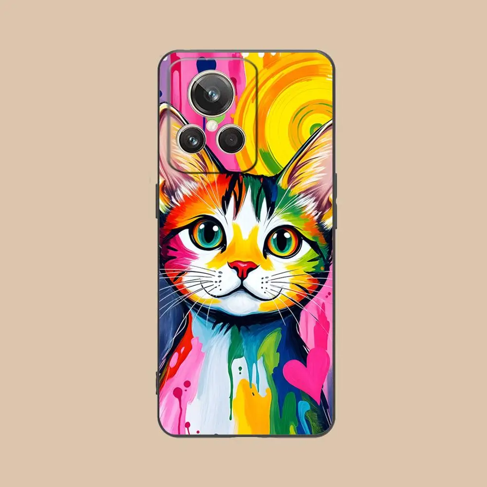 Charming Cat Design Matte TPU Phone Case with Colorful Printing