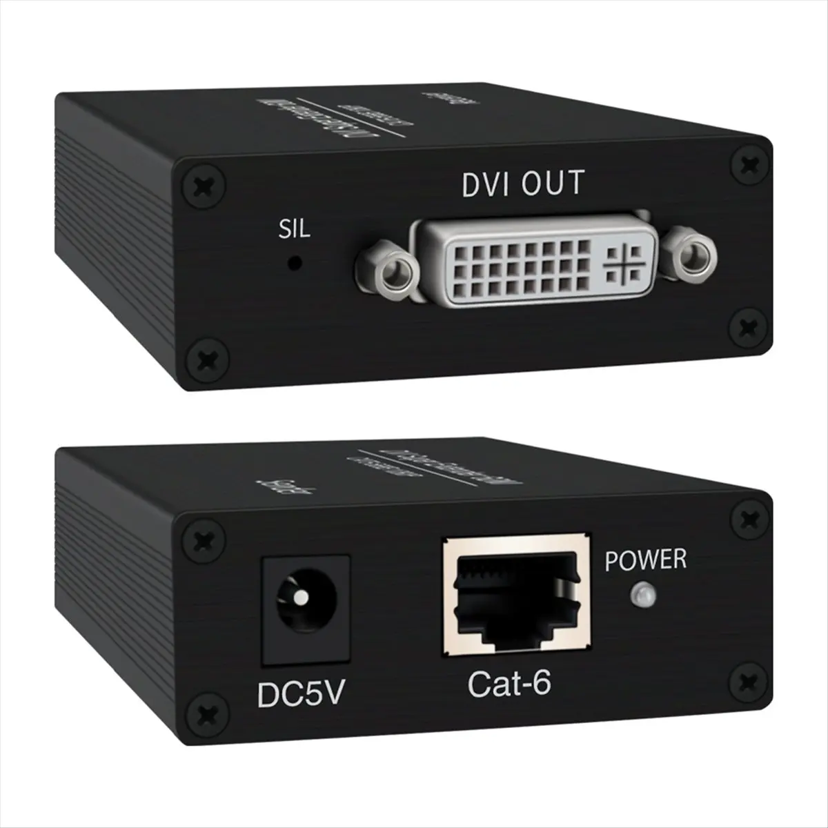 T64C DVI 연장기 RJ45 Cat6 케이블 연장기(196.8Ft) 송신기 수신기 DVI 이더넷 어댑터 HD 1920X1200 EU 플러그