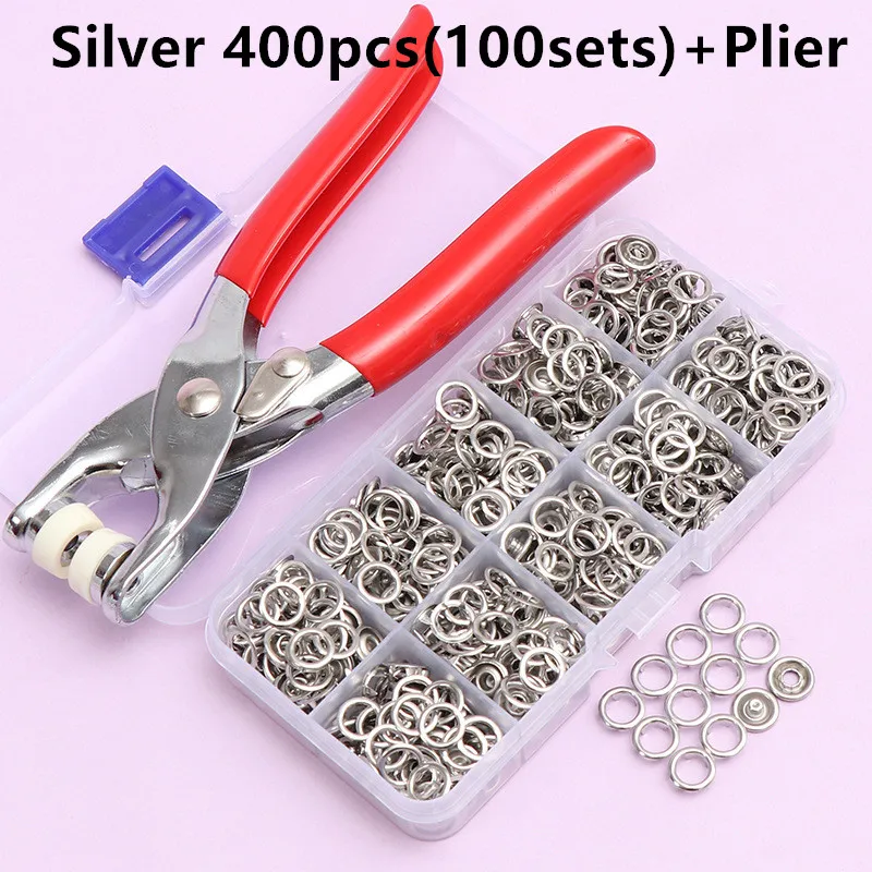 50/100/200 Sets Plier Tool Metal Snap Button Sewing Button Thickened Snap Fastener Kit DIY Craft for Installing Sewing Clothes