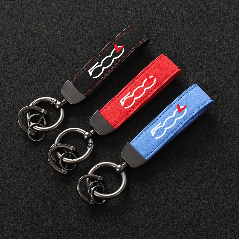 

Suede Metal Buckle Car Keychains Business Gift with Brand Logo For Fiat Abarth 500L Car Accessories