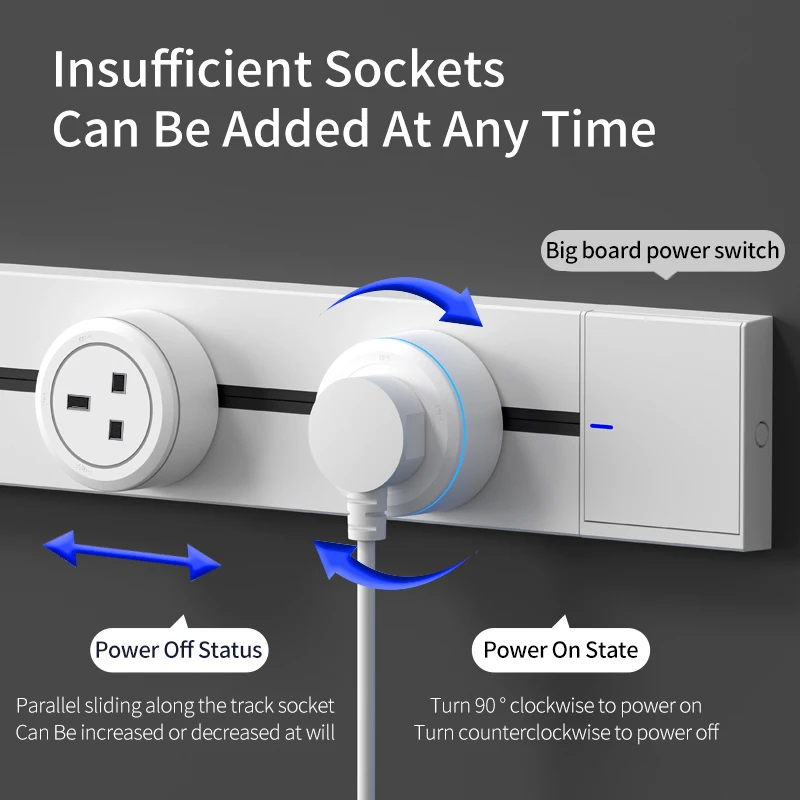 Removível Cozinha Tomada Rail Outlet com Led Indicador Adaptador Track Socket Orbital System q Series Nova Chegada 2024