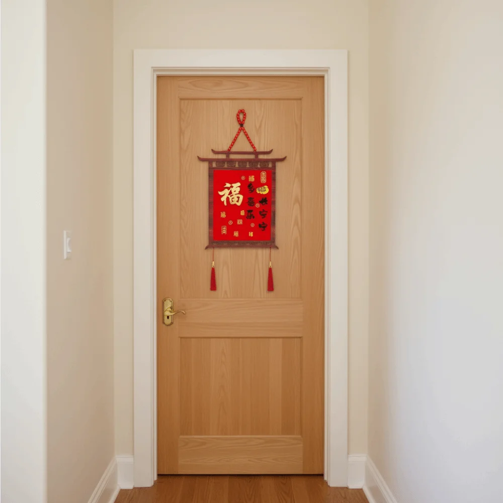 Traditional Chinese New Year Ornament Three-dimensional Double Sided Spring Festival Pendants Blessing with Tassel