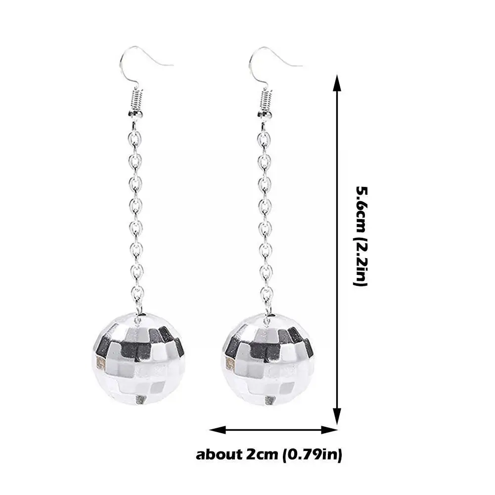 Retro Disco Ball Drop Earrings Women Boho Round Luxury Mirror Party Reflect Earrings Ball Dangle Jewelry Light Disco Earrin V2I7