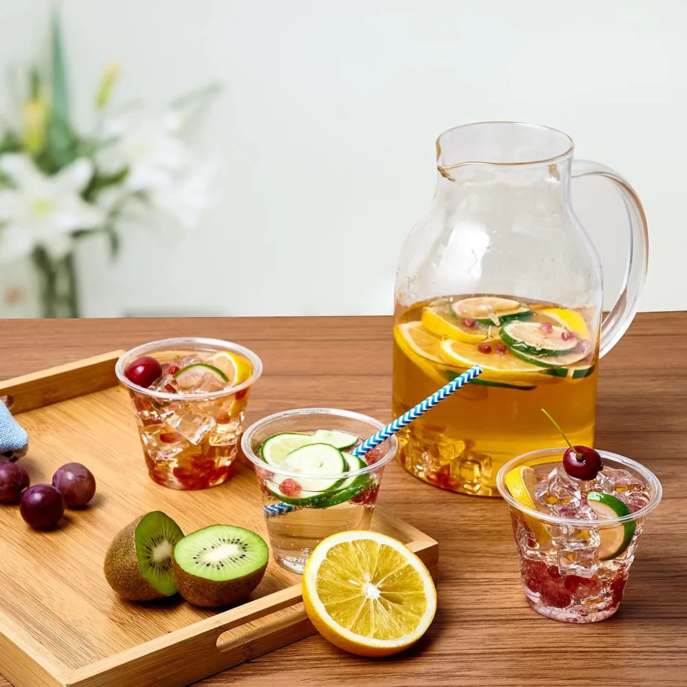 9 oz Clear Plastic Cups, Disposable Plastic Drinking Cups, Crystal Clear PET Cups for Parties, Wedding, Christmas Day
