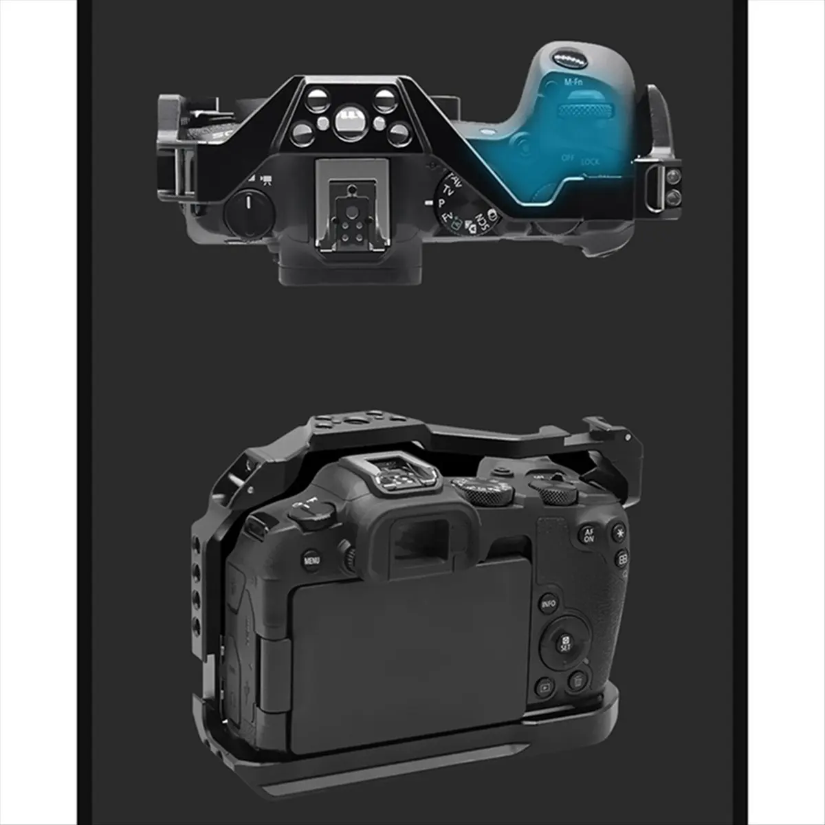 T73C 캐논 EOS R8 카메라 케이지 리그 콜드 슈 마운트 ARRI 3/8인치 1/4인치 홀 탑 하우징 케이스 DSLR 카메라 보호 프레임