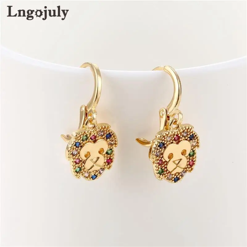 

Fashion Jewelry Copper Women Earring 18K Gold Plated Lion Earrings For Women Girl Anniversary Party Jewelry Gift CE005