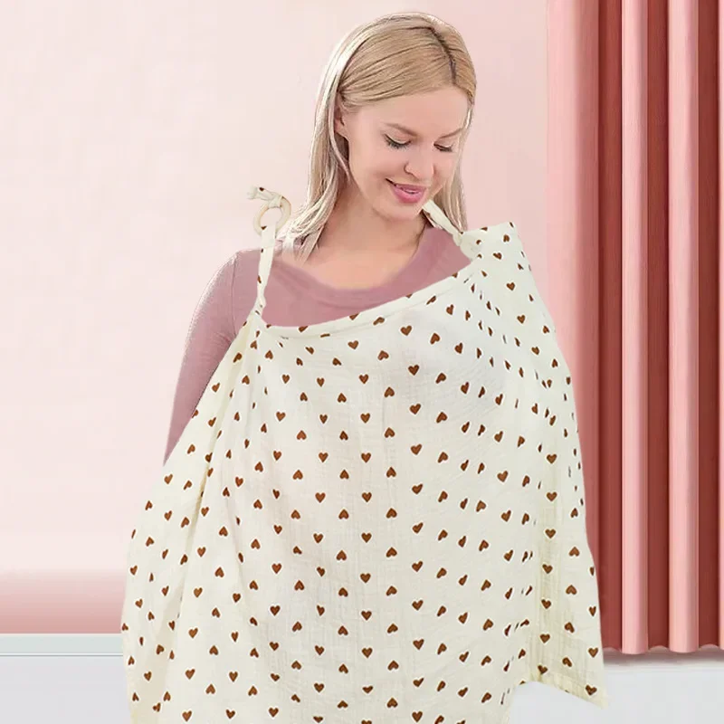 Double Layer Cotton Nursing Cover Breastfeeding Baby Blanket Outdoor Muslin Gauze Towel Multifunctional Shawl Stroller Blanket