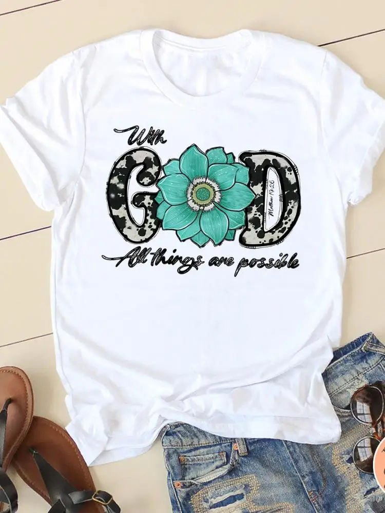 

Flower Faith Trend Cute 90s Clothes Female T-shirts Short Sleeve Fashion Women Print T Clothing Casual Ladies Graphic Tee