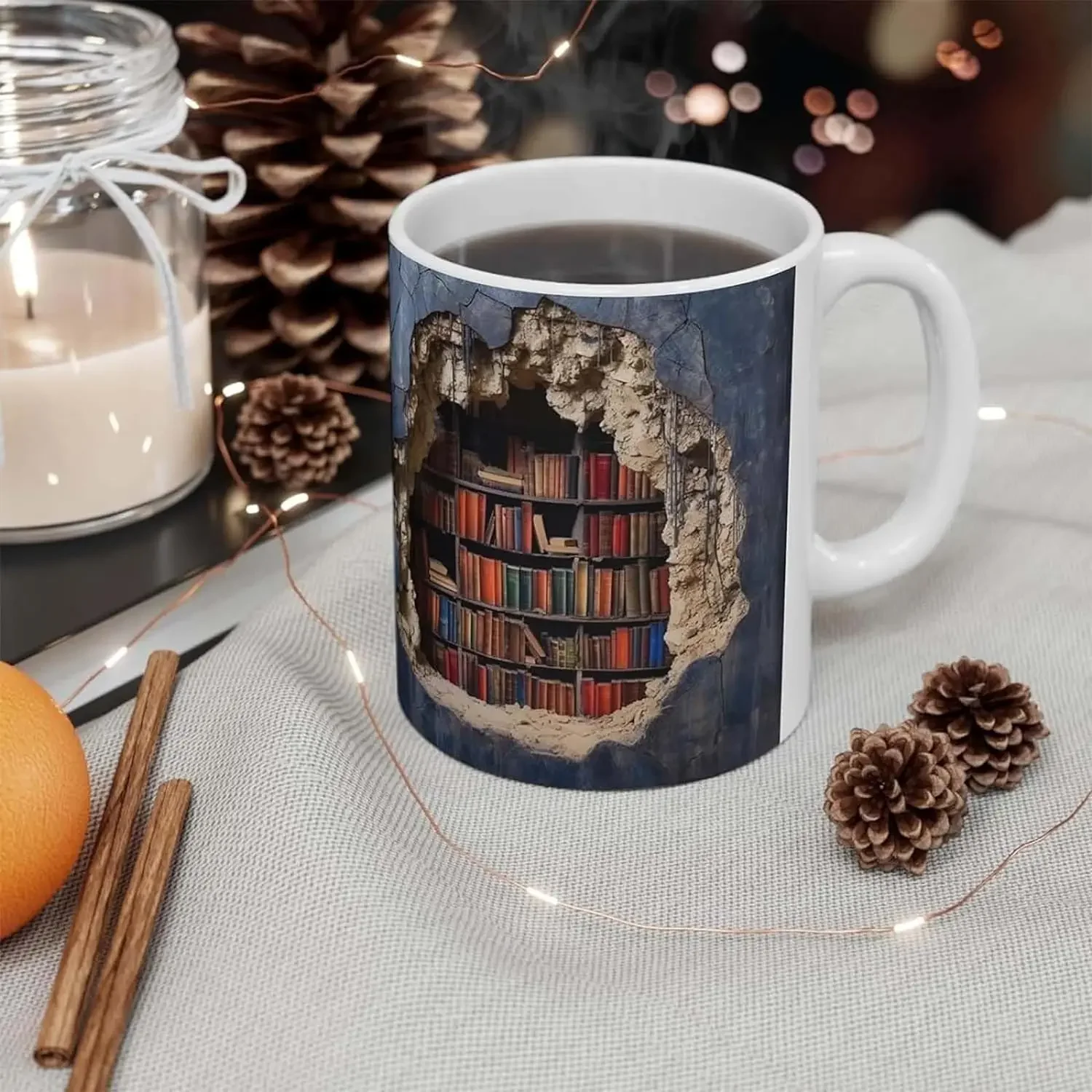 3D Bookshelf Mug Creative Ceramic Water Cup With Handle A Library Shelf  Space Book Lovers Coffee Mug Birthday Christmas Gift - AliExpress