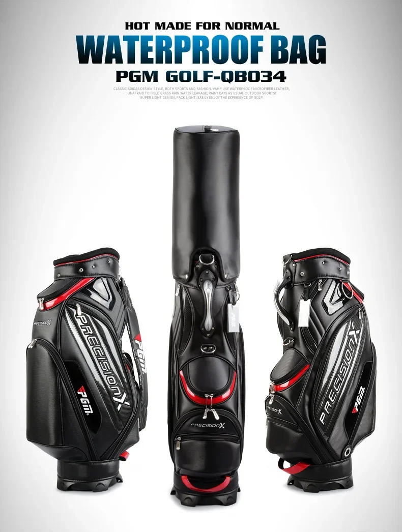 PGM Men Golf Bags PU Waterproof Large Capacity Standard Bag Hold 14 Clubs QB034