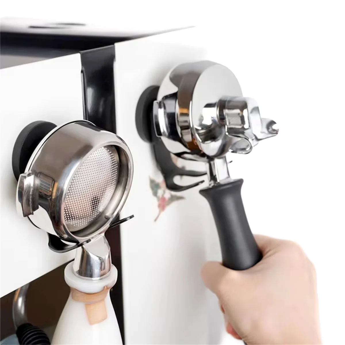 A04R-2pcs Coffee Portafilter Holder Magnetic Rack for Organize Espresso Accessoreis for Tamper,Coffe Tool Handle Stand B