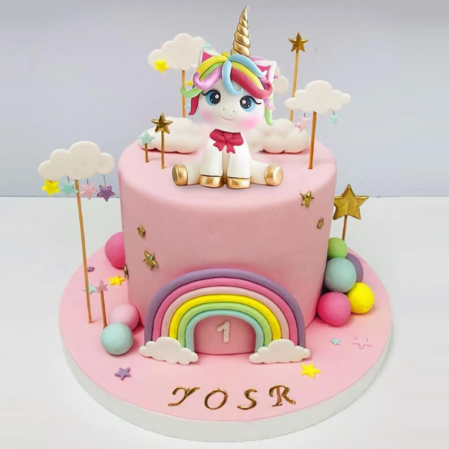 Unicorn Cake Topper Rainbow Cake Decorations with Stars Unicorn Balls Happy Birthday Decorations Ages Baby Shower