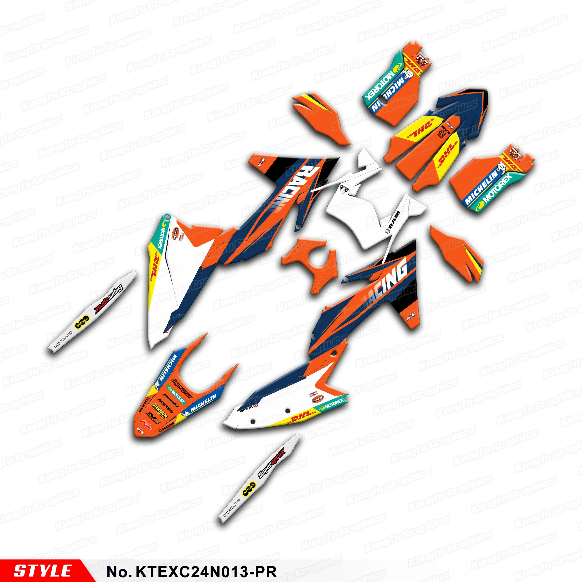 

Послепродажная виниловая наклейка, MX Графический комплект для KTM 150 250 300 350 450 EXC EXC-F XC-W 500, KTEXC24N013-PR