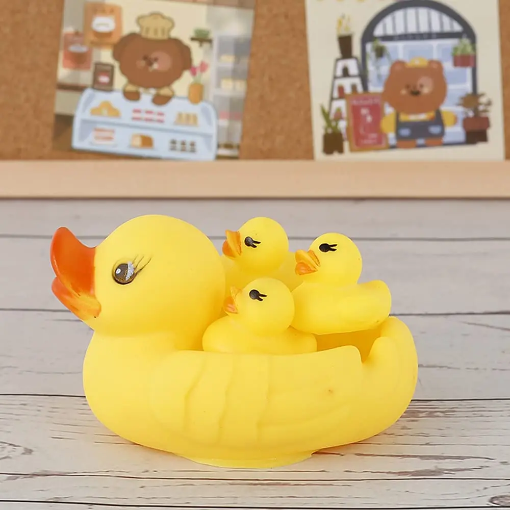 4pcs Rubber Duck Family Squeak Ducks Baby Shower Toy Float Bathtub Yellow Duck Toy Gift for Toddlers Boys Girls Kids Birthday 3