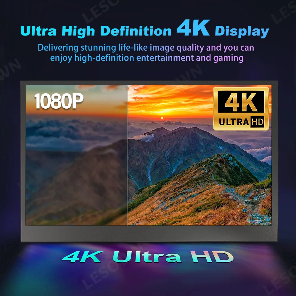 LESOWN 12.5인치 IPS PC 하드웨어 모니터 서브스크린 1080P 금속 케이스 디스플레이(AIDA64 섀시 패널용 miniHDTV Type-C 포함)