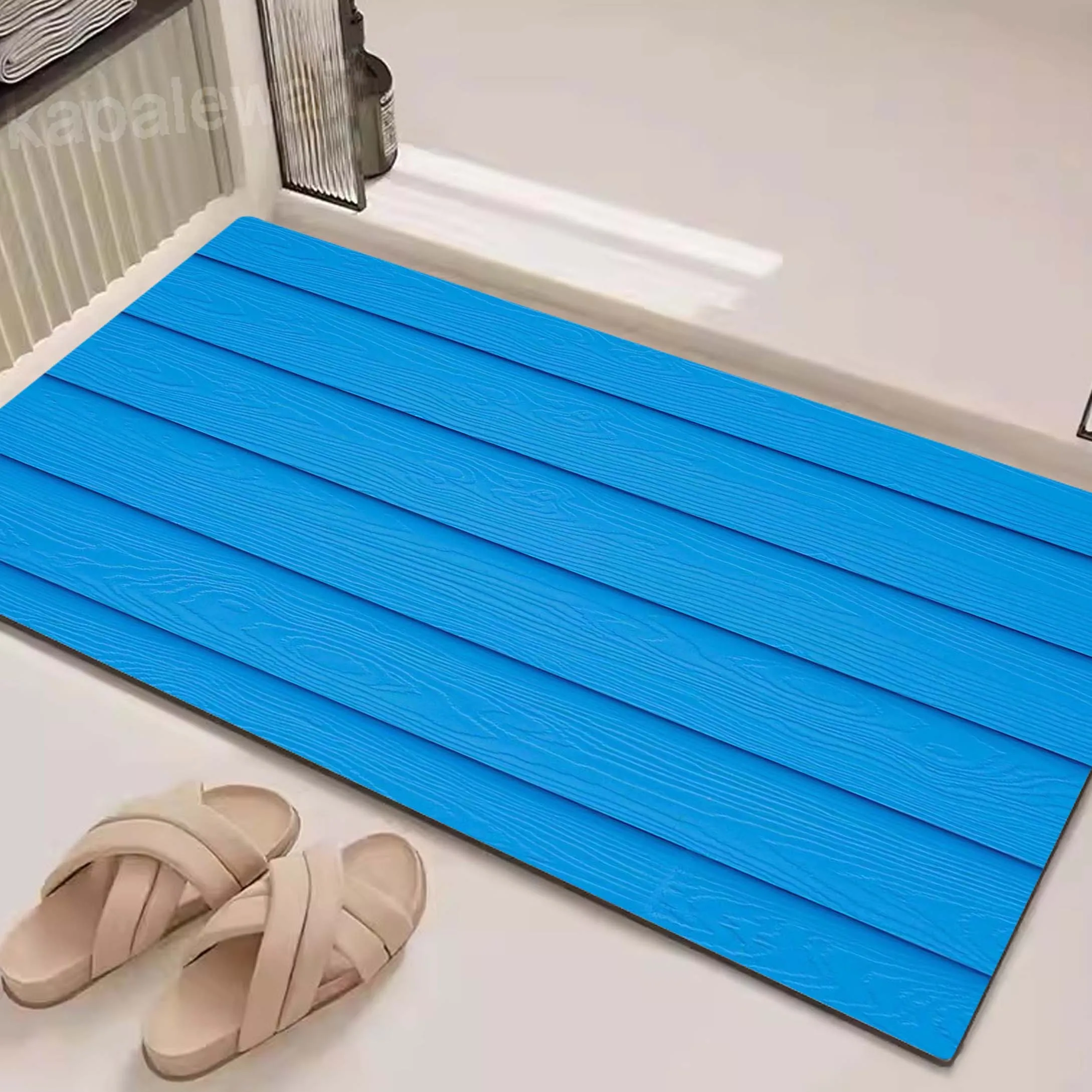 

Super Absorbent Non-slip Carpet Bathroom Kitchen Drainage Rugs Modern Home Wood Plank Element Pattern Diatom Floor Mat 90x40cm