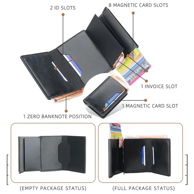 Anti Rfid Blocking Men Card Holder Case Wallets Free Name Customized Small Card Wallets Mini Wallet Qaulity Small Male Purses 6