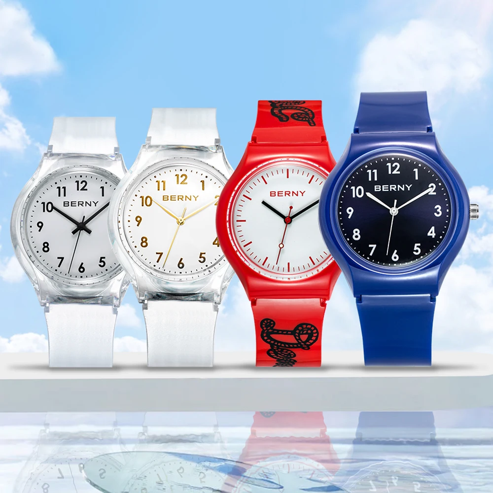 Berny Fashion&Casual Quartz Wristwatch Watch Quartz Miyota 2035 Movement With PU Strap 3ATM Waterproof  Acrylic Surface lens