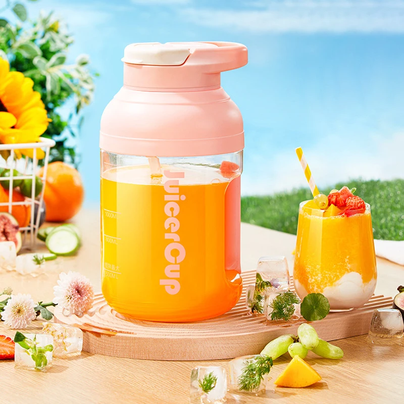 Mini Portable Juicer Wireless Rechargeable USB Sucker Juicing Cup 10-leaf Blade Ice Crusher Smoothie Blender Fruit Mixer 1500ml 6