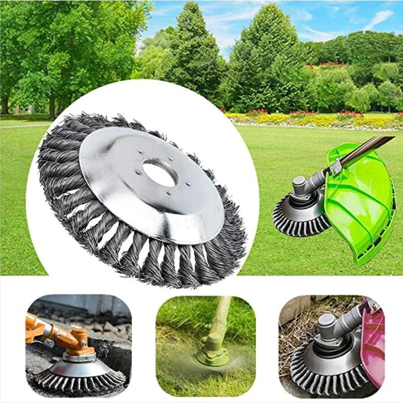 Upgrade 6/8 Inch Weed Brush Cutter Head Lawn Mower Universal Grass Trimmer Head Steel Wire Wheel Brush Disc Garden Trimmer Heads