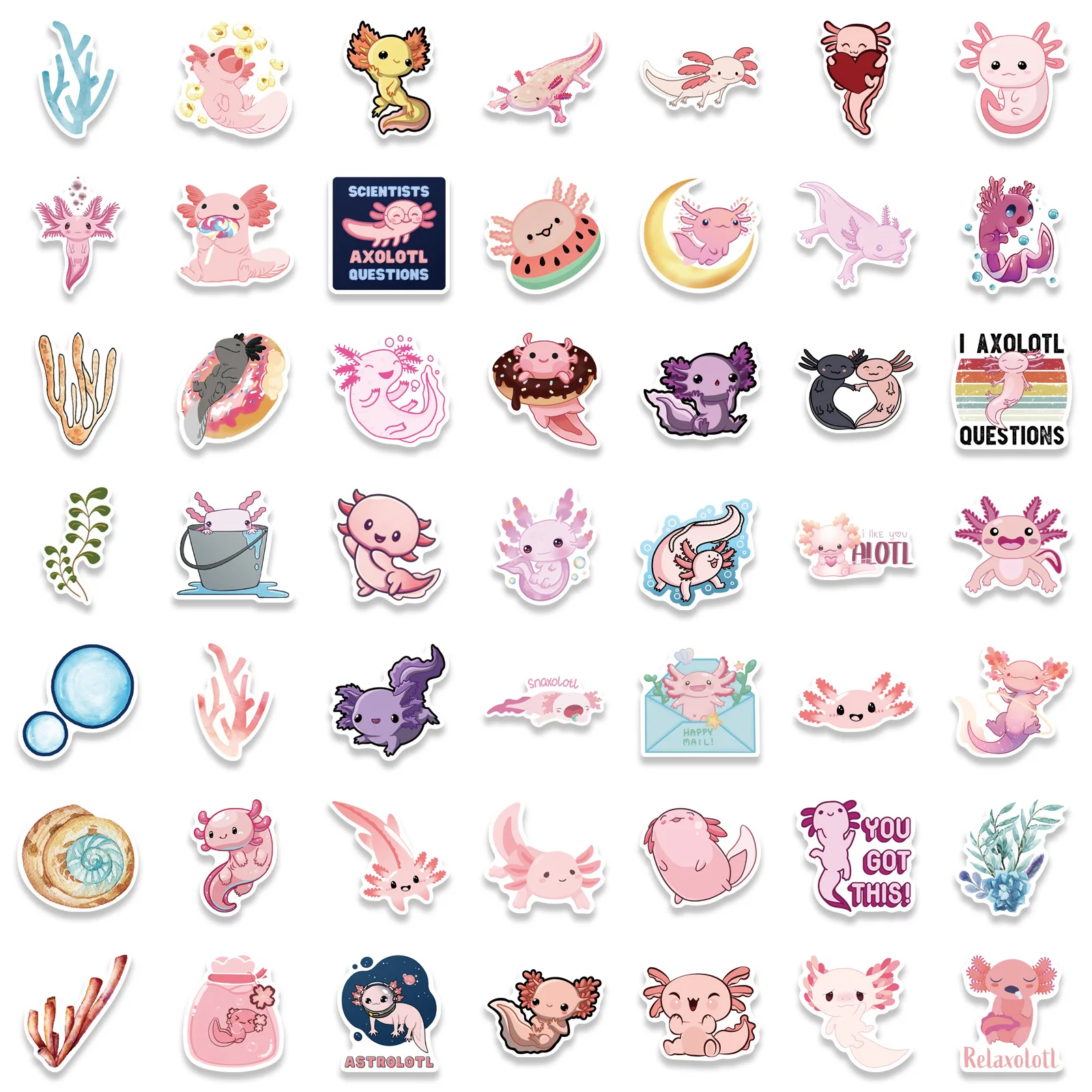 Girl Axolotl Birthday Party Favor Tags, Axolotl Thank You Tags