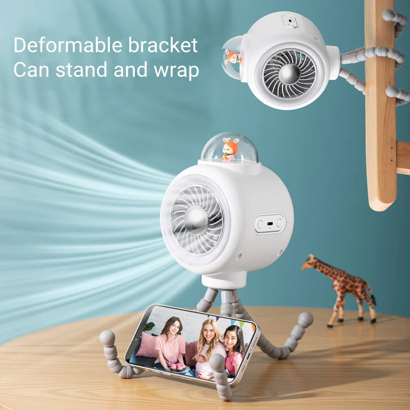 

Universal Phone Stand Desk Holder with Safety Stroller Fan Portable Fan USB Rechargeable 3600mAh Battery Table Air Cooler Fan